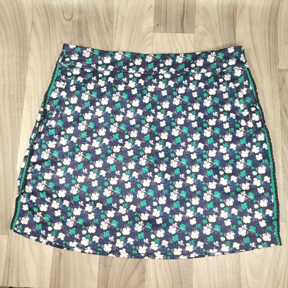 Callaway Opti-Dri Skort Women’s Size L (34" waist) Blue Floral w/ Ruffle Accents
